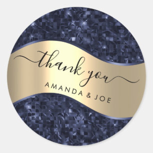 Hartelijk dank, 16e Bridal Blue Navy Faux Gold Ronde Sticker