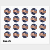 Hartelijk dank, 16e Bridal Blue Navy Roos Copper Ronde Sticker (Vel)