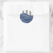 Hartelijk dank, 16e Bridal Blue Navy Silver Marble Ronde Sticker (Tas)