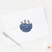 Hartelijk dank, 16e Bridal Blue Navy Silver Marble Ronde Sticker (Envelop)