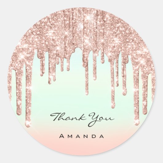 Hartelijk dank, 16e Bridal Blush Glitter Ombre Ronde Sticker (Voorkant)