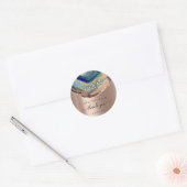 Hartelijk dank: 16e Bridal Glitter Roos Gold Blue Ronde Sticker (Envelop)