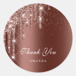Hartelijk dank, 16e Bridal Gold Drips Brown Weddin Ronde Sticker
