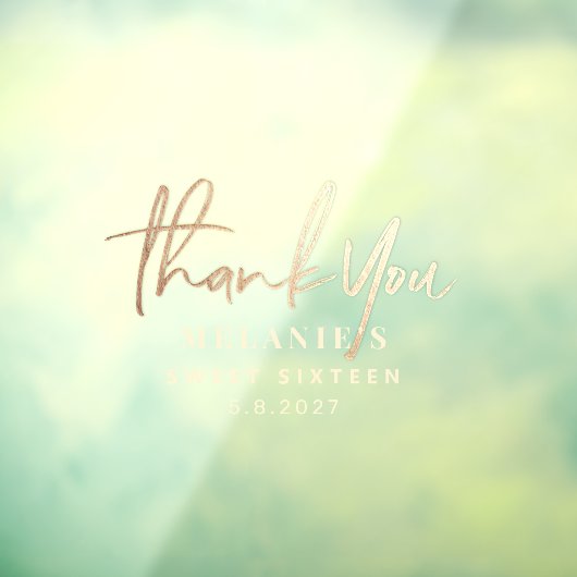 Hartelijk dank, 16e Bridal Gold Foil, persoonlijk Raamsticker (Vel 3)