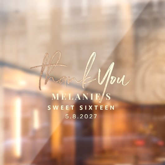 Hartelijk dank, 16e Bridal Gold Foil, persoonlijk Raamsticker (Vel 2)