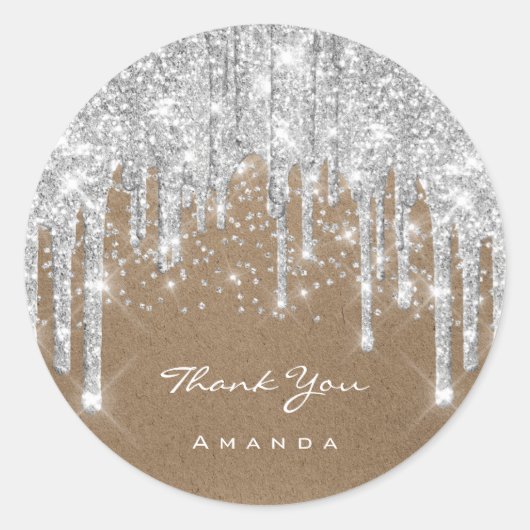 Hartelijk dank, 16e Bridal Grey Silver Drips Ronde Sticker (Voorkant)