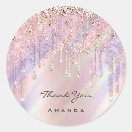 Hartelijk dank: 16e Bridal Paars Roos Holograaf Ronde Sticker