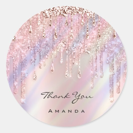 Hartelijk dank: 16e Bridal Paars Roos Holograaf Ronde Sticker (Voorkant)