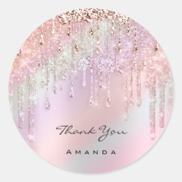 Hartelijk dank: 16e Bridal Paars Roos Holographic Ronde Sticker