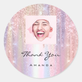 Hartelijk dank. 16e Bridal Roos - Aangepaste foto Ronde Sticker