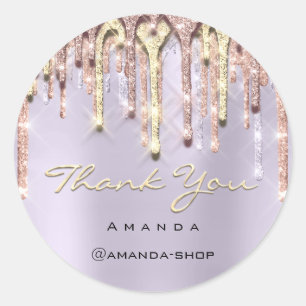 Hartelijk dank, 16e Bridal Roos Drips Lavender Ronde Sticker