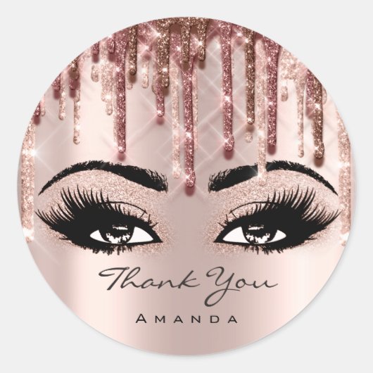 Hartelijk dank. 16e Bridal Roos Eyelash 3D druppel Ronde Sticker (Voorkant)