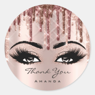 Hartelijk dank. 16e Bridal Roos Eyelash 3D druppel Ronde Sticker