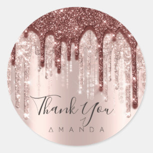 Hartelijk dank: 16e Bridal Roos Glitter 3D Ronde Sticker