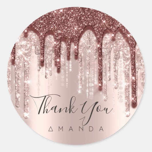 Hartelijk dank: 16e Bridal Roos Glitter 3D Ronde Sticker (Voorkant)