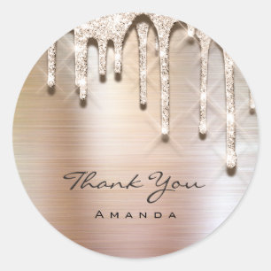 Hartelijk dank: 16e Bridal Roos Glitter 3d Ronde Sticker