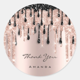 Hartelijk dank: 16e Bridal Roos Glitter Black Ronde Sticker