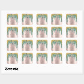 Hartelijk dank: 16e Bridal Roos Glitter Blauwgroen Vierkante Sticker (Vel)