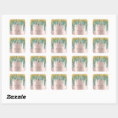 Hartelijk dank: 16e Bridal Roos Glitter Blauwgroen Vierkante Sticker (Vel)