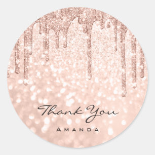 Hartelijk dank: 16e Bridal Roos Glitter Drips Ronde Sticker