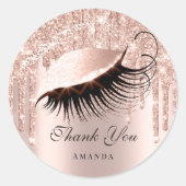 Hartelijk dank: 16e Bridal Roos Glitter Eyes Ronde Sticker (Voorkant)