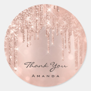 Hartelijk dank: 16e Bridal Roos Glitter Glam Ronde Sticker