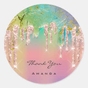 Hartelijk dank: 16e Bridal Roos Glitter Holograaf Ronde Sticker