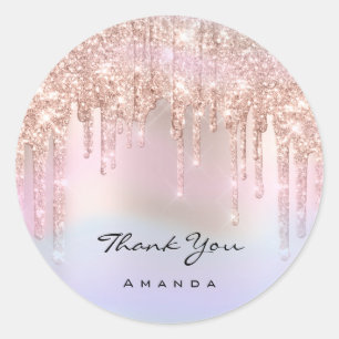 Hartelijk dank: 16e Bridal Roos Glitter Holograaf Ronde Sticker