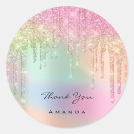 Hartelijk dank: 16e Bridal Roos Glitter Holograaf Ronde Sticker