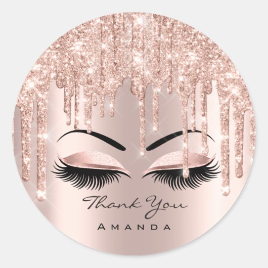 Hartelijk dank. 16e Bridal Roos Glitter Makeup Ronde Sticker (Voorkant)