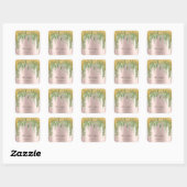 Hartelijk dank: 16e Bridal Roos Glitter Mint Gold Vierkante Sticker (Vel)