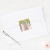 Hartelijk dank: 16e Bridal Roos Glitter Mint Gold Vierkante Sticker (Envelop)
