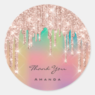 Hartelijk dank: 16e Bridal Roos Glitter Ombre Ronde Sticker
