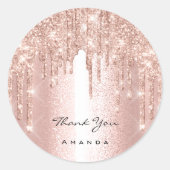 Hartelijk dank: 16e Bridal Roos Glitter Pink Ronde Sticker (Voorkant)