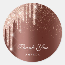Hartelijk dank: 16e Bridal Roos Gold Drips Brown Ronde Sticker