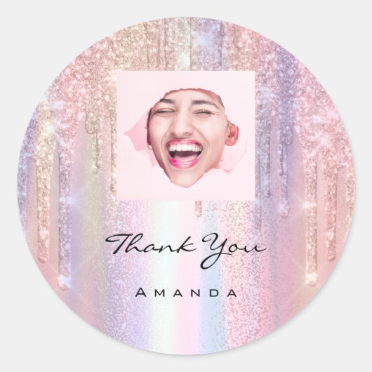 Hartelijk dank. 16e Bridal Roos Qr Code Foto Ronde Sticker (Voorkant)