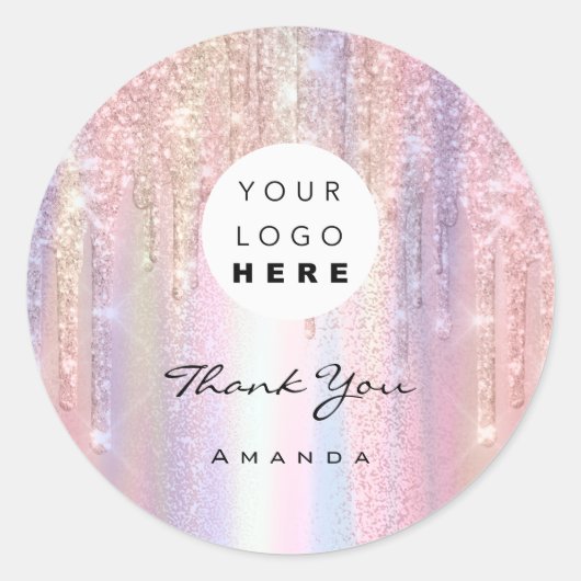 Hartelijk dank: 16e Bridal Roos QrCode Holograaf Ronde Sticker (Voorkant)