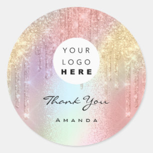 Hartelijk dank: 16e Bridal Roos QrCode Holograaf Ronde Sticker