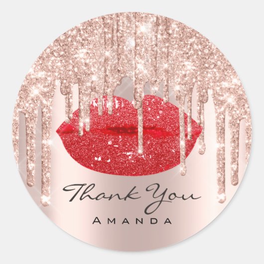 Hartelijk dank. 16e Bridal Roos Rode Lips Ronde Sticker (Voorkant)