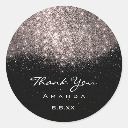 Hartelijk dank: 16e Bridal Roos Sand Black Ronde Sticker (Voorkant)