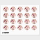 Hartelijk dank, 16e Bridal Rozen Drip Marsala Pink Ronde Sticker (Vel)