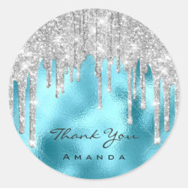 Hartelijk dank, 16e Bridal Silver Glitter Ocean Ronde Sticker