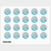 Hartelijk dank: 16e BridalBlue Glitter Kiss Silver Ronde Sticker (Vel)