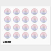Hartelijk dank, 16e roze glitter holograaf ronde sticker (Vel)