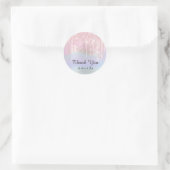 Hartelijk dank, 16e roze glitter holograaf ronde sticker (Tas)
