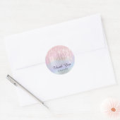 Hartelijk dank, 16e roze glitter holograaf ronde sticker (Envelop)