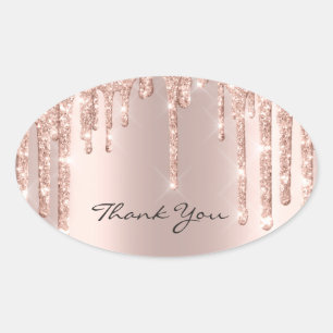 Hartelijk dank, 16e roze roze roodbruin Glam Ovale Sticker