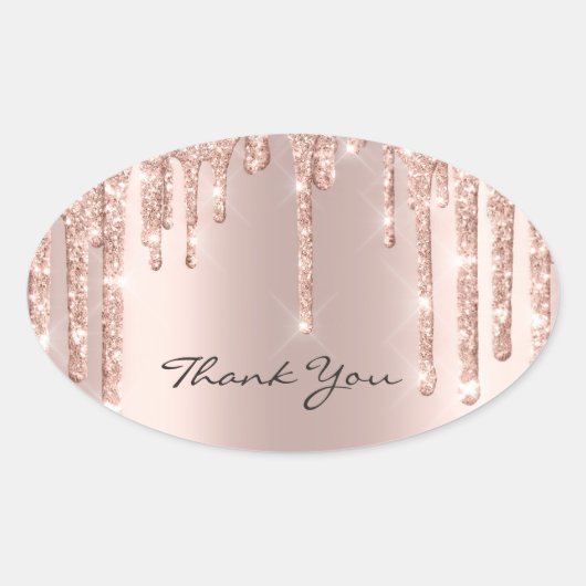 Hartelijk dank, 16e roze roze roodbruin Glam Ovale Sticker (Voorkant)