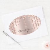 Hartelijk dank, 16e roze roze roodbruin Glam Ovale Sticker (Envelop)