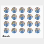 Hartelijk dank, 16e verjaardag Ballons Blue Gold D Ronde Sticker (Vel)